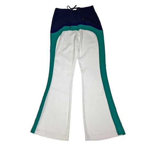 John John Black Wide Leg Colorblock 80s 90s Lightweight Striped High-Waist Pants - Picture 4 of 9